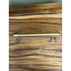 Vintage Wood & Brass Tie Rack Belt Holder Wall Mount Organizer 36 Folding Hooks